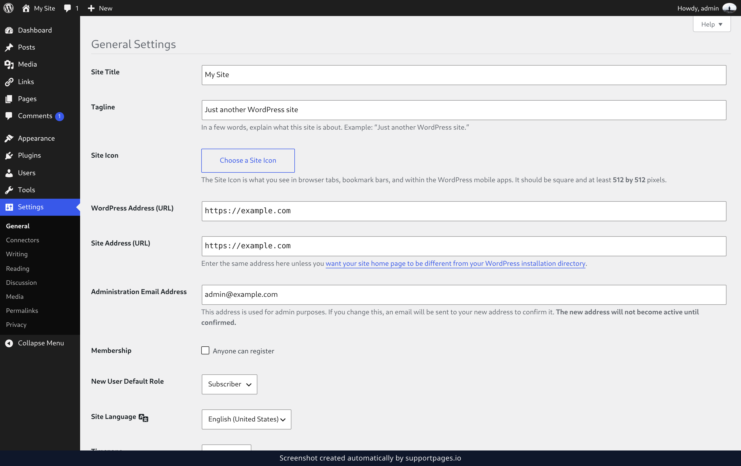 Turn registration on in General Settings illustration