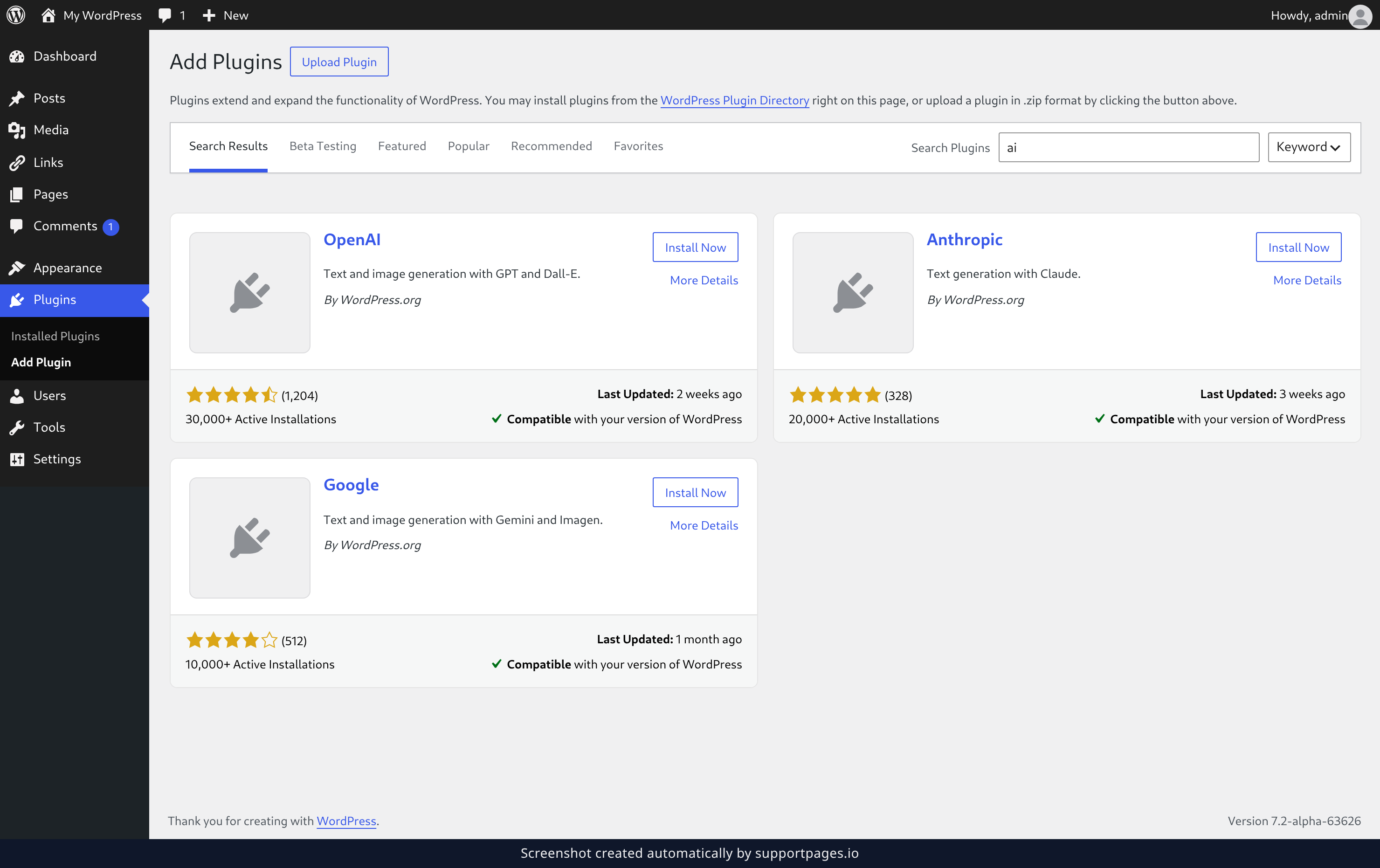 Search for a plugin and install it illustration