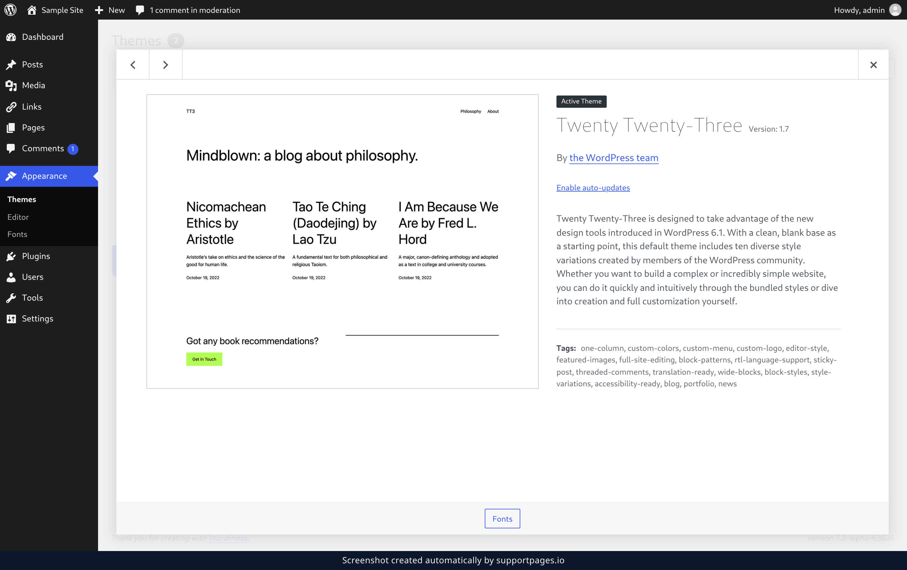Turn on auto-updates for a theme illustration