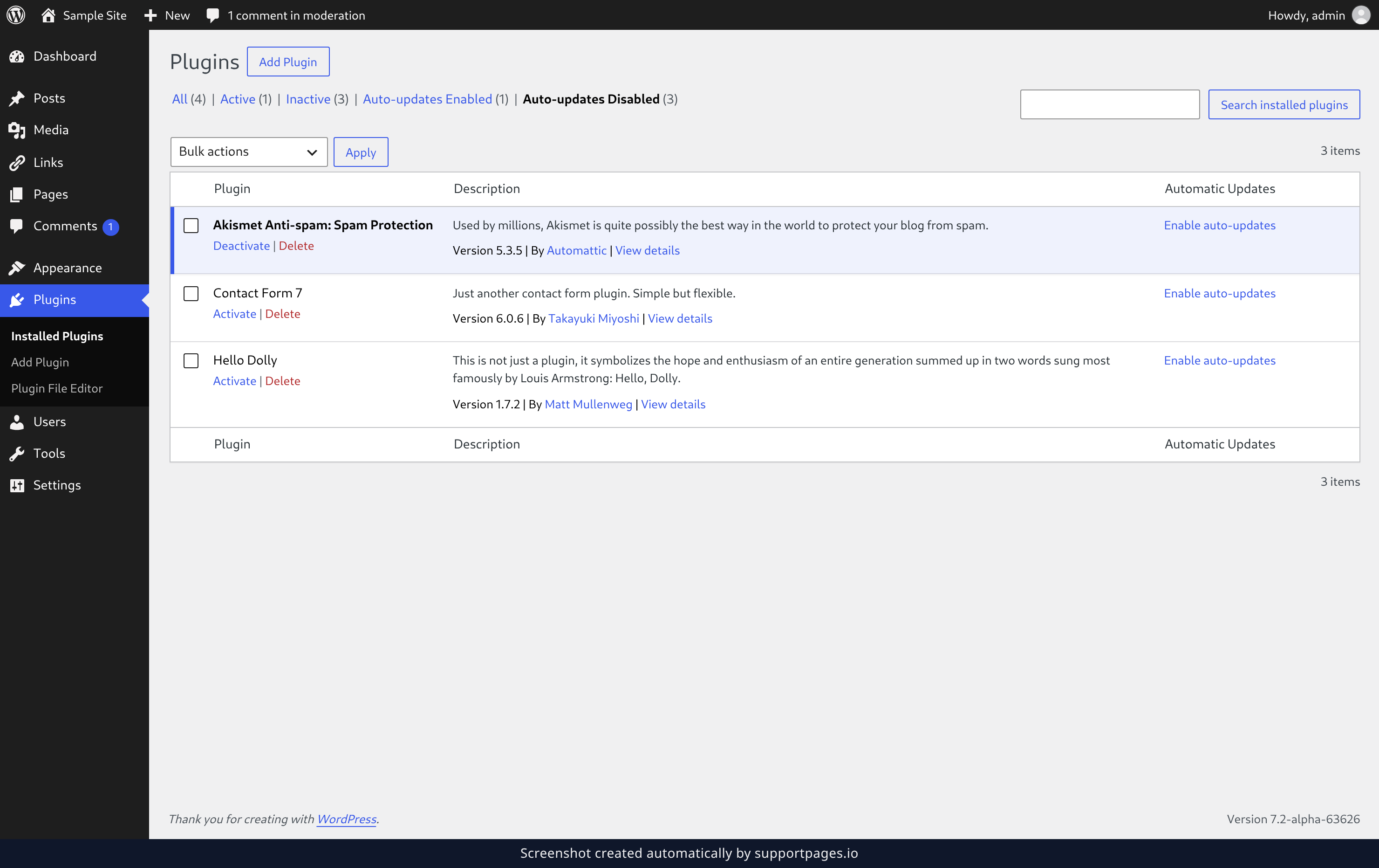 Turn on auto-updates for a plugin illustration