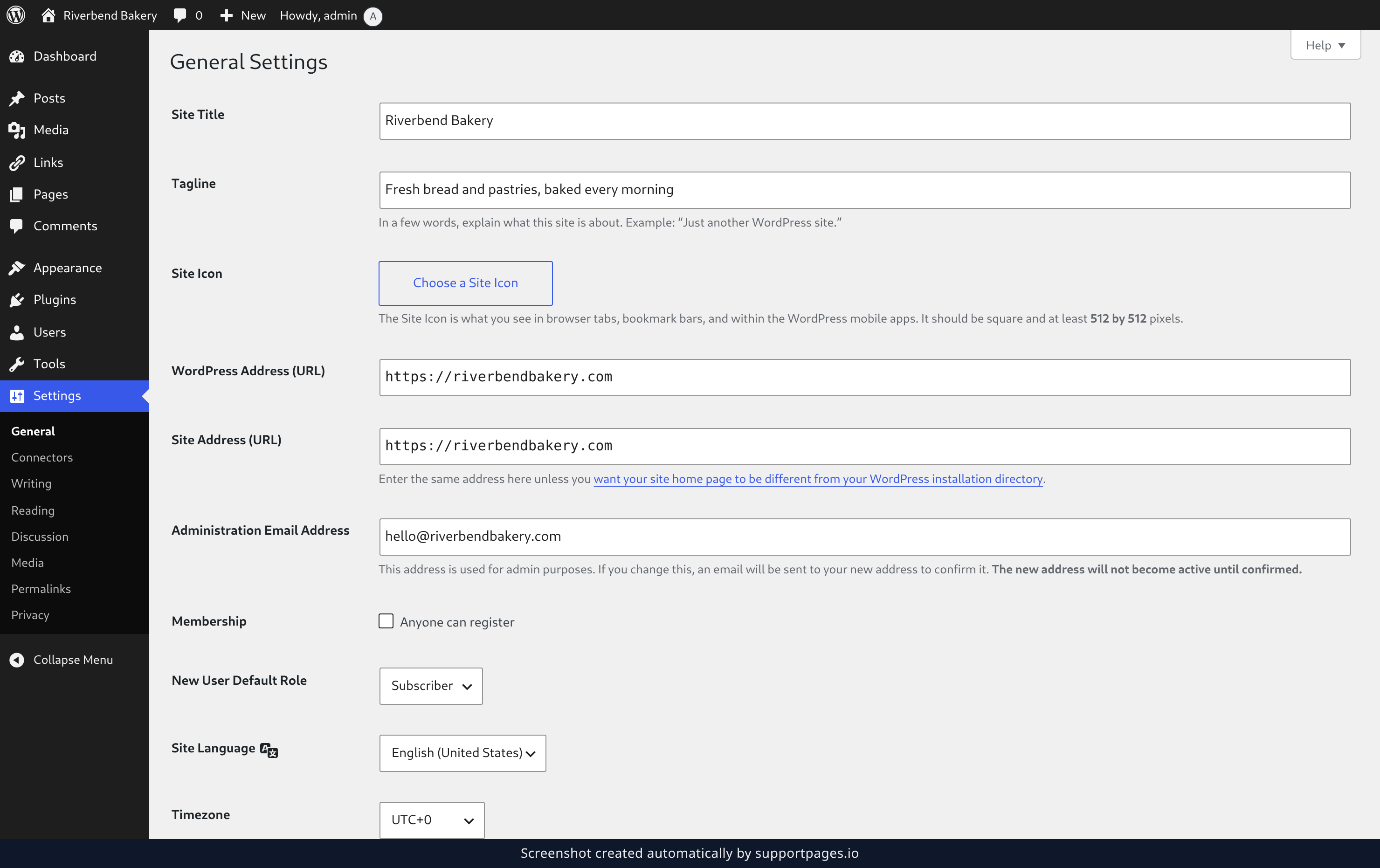 Open the General Settings screen illustration