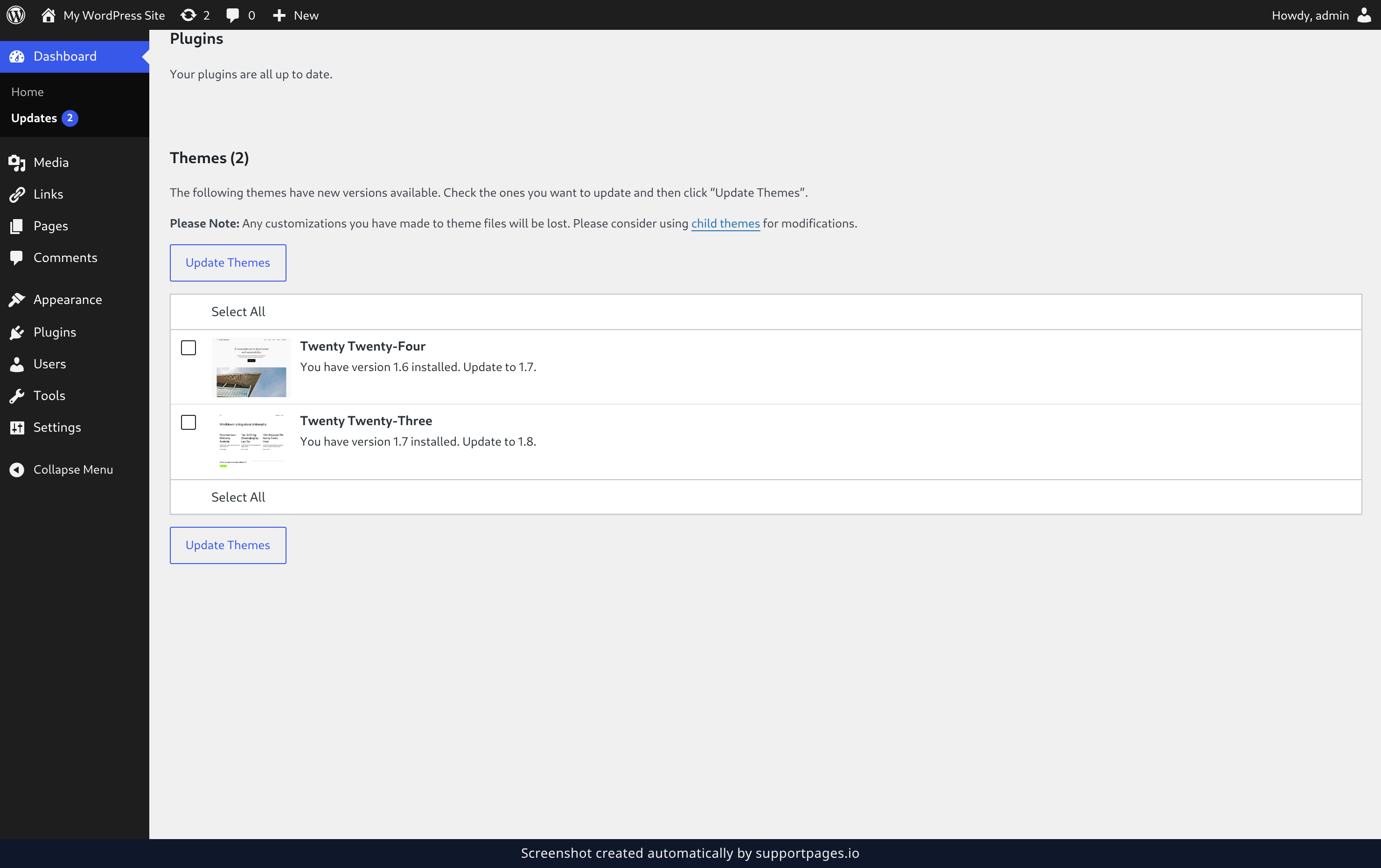 Update several themes from the Updates screen illustration
