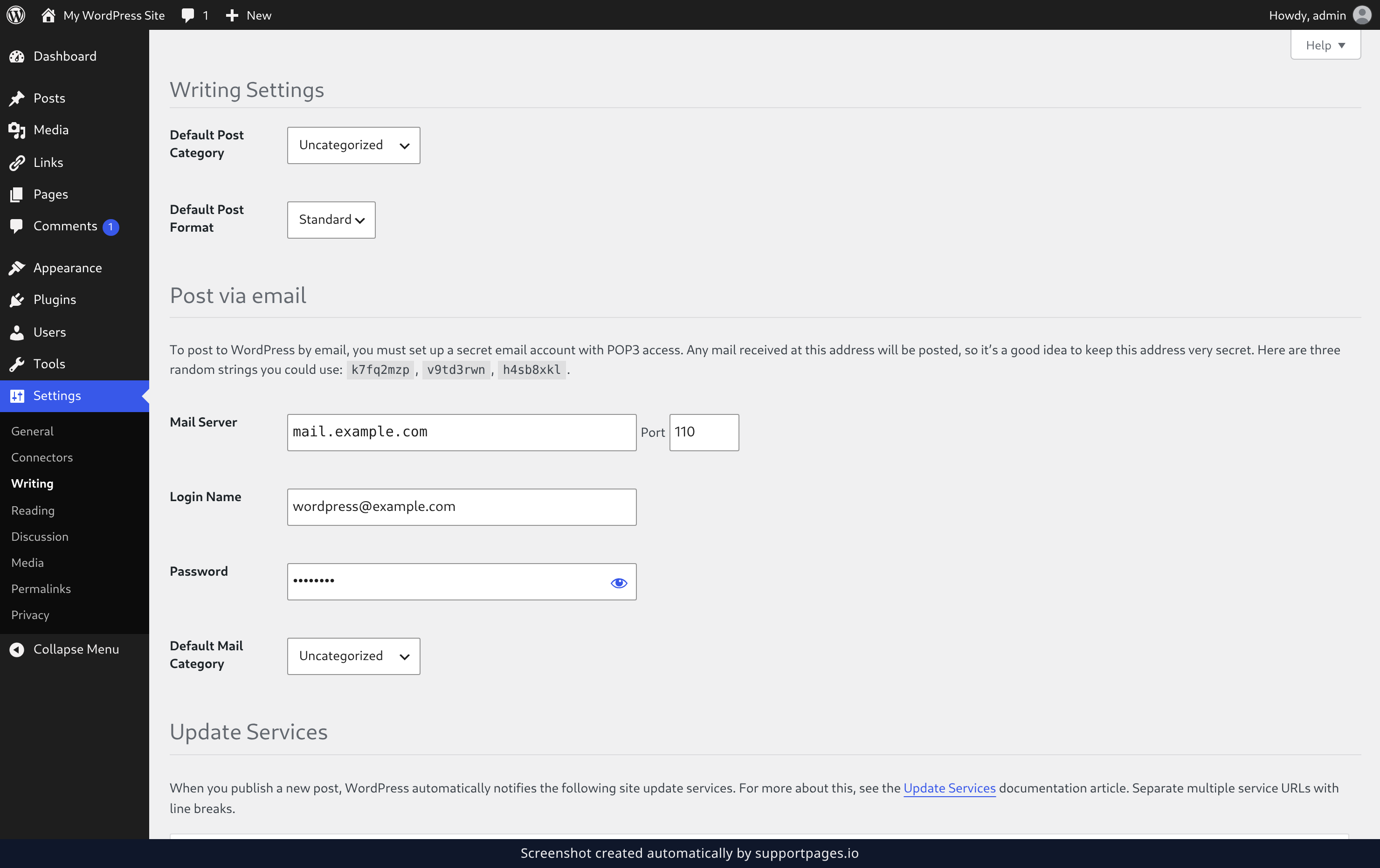 Open the Writing settings and set your defaults illustration