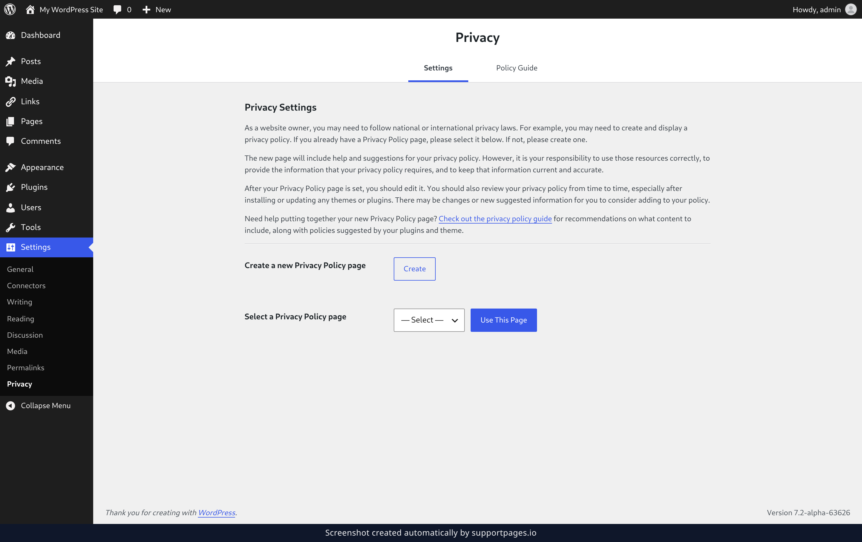 Point your site at a policy page illustration
