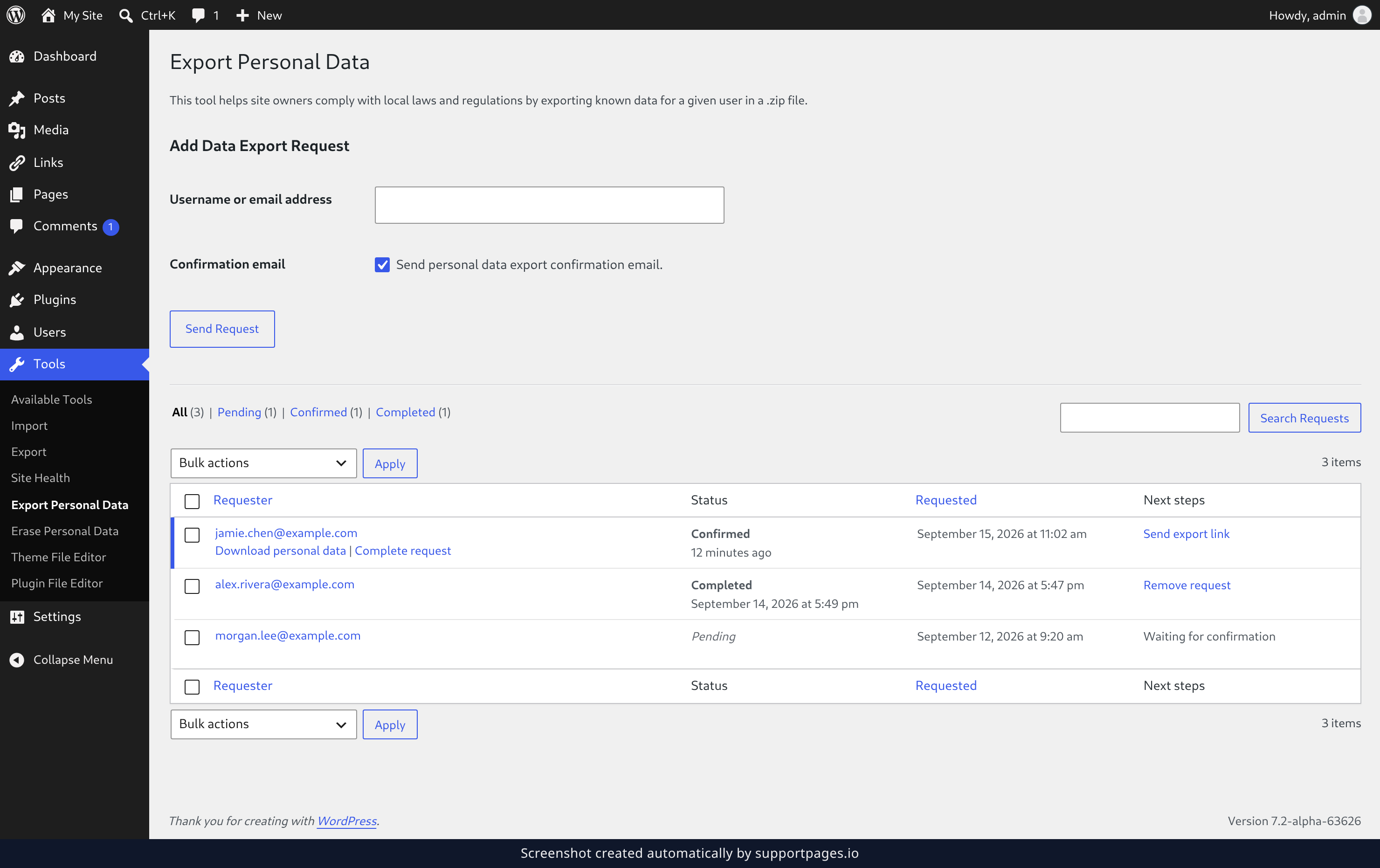 Send or download their data illustration