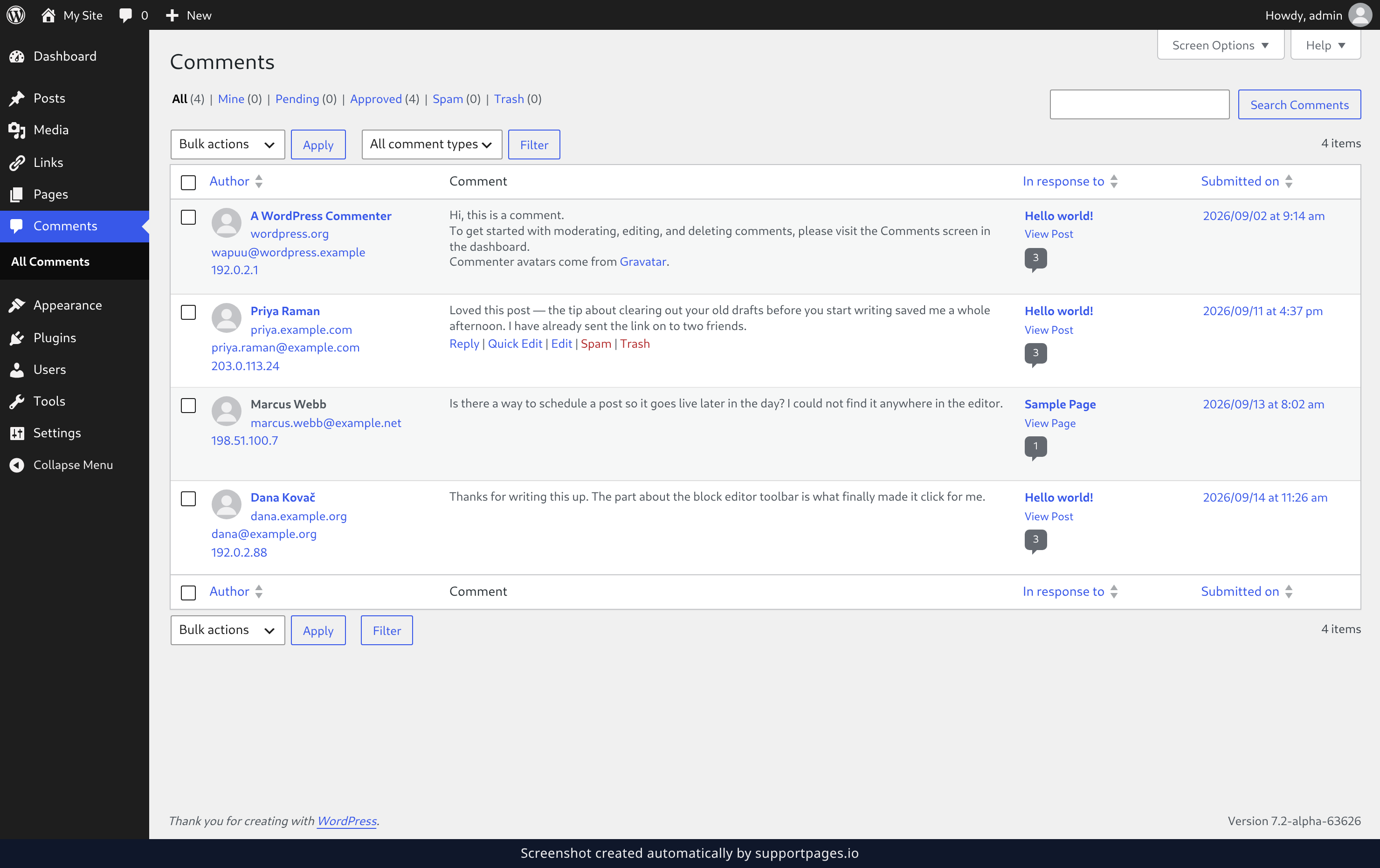 Open the Comments screen illustration