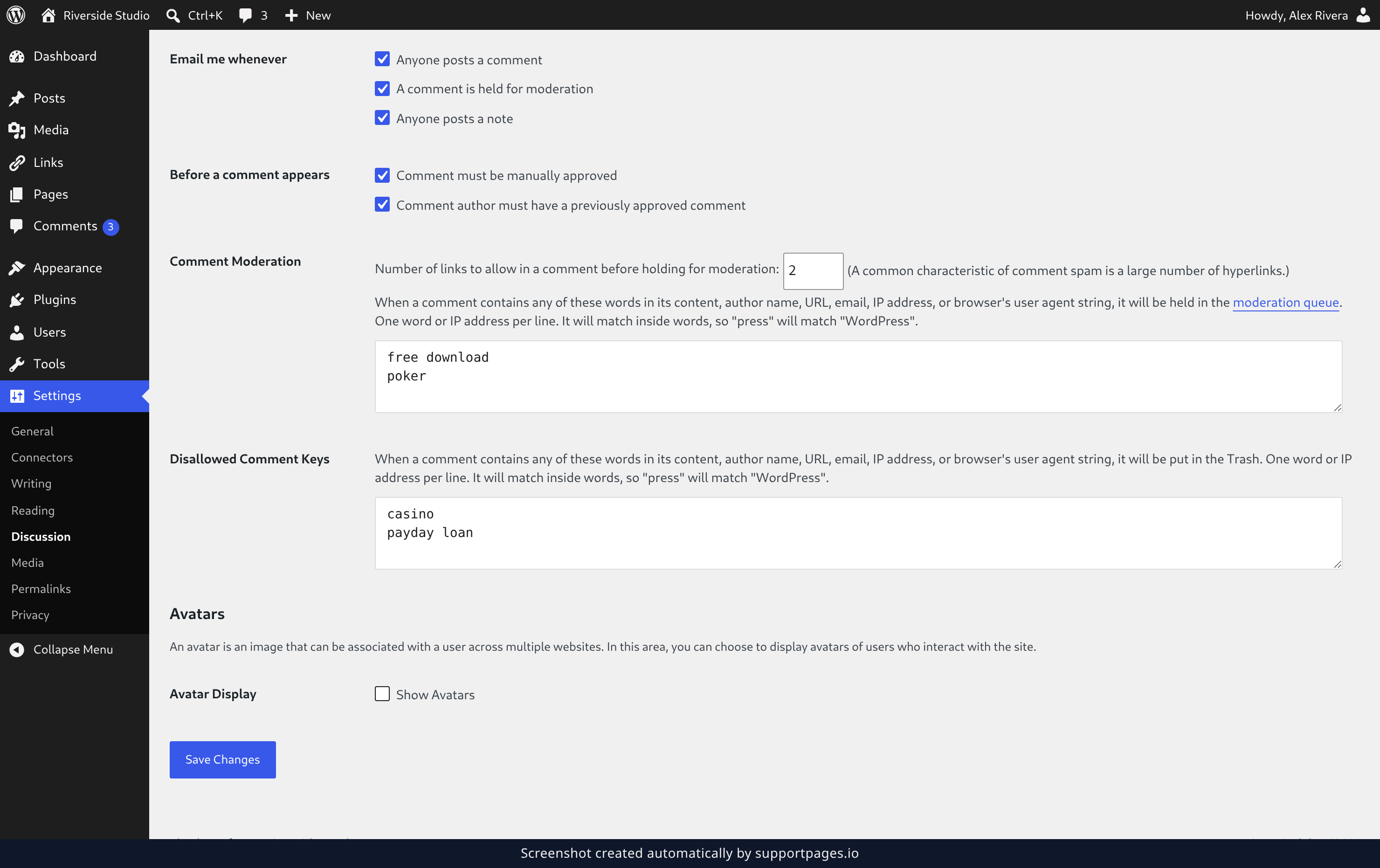 Let comments through without review illustration
