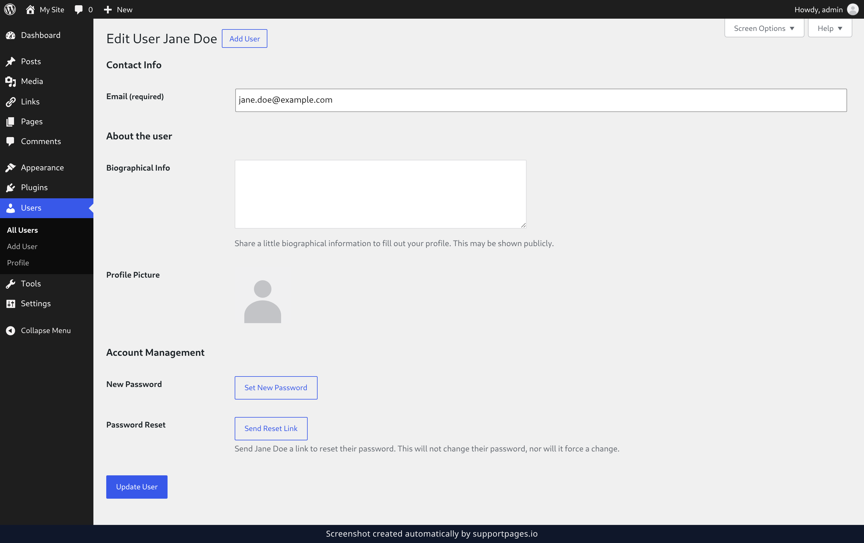Or send it from the user's profile illustration