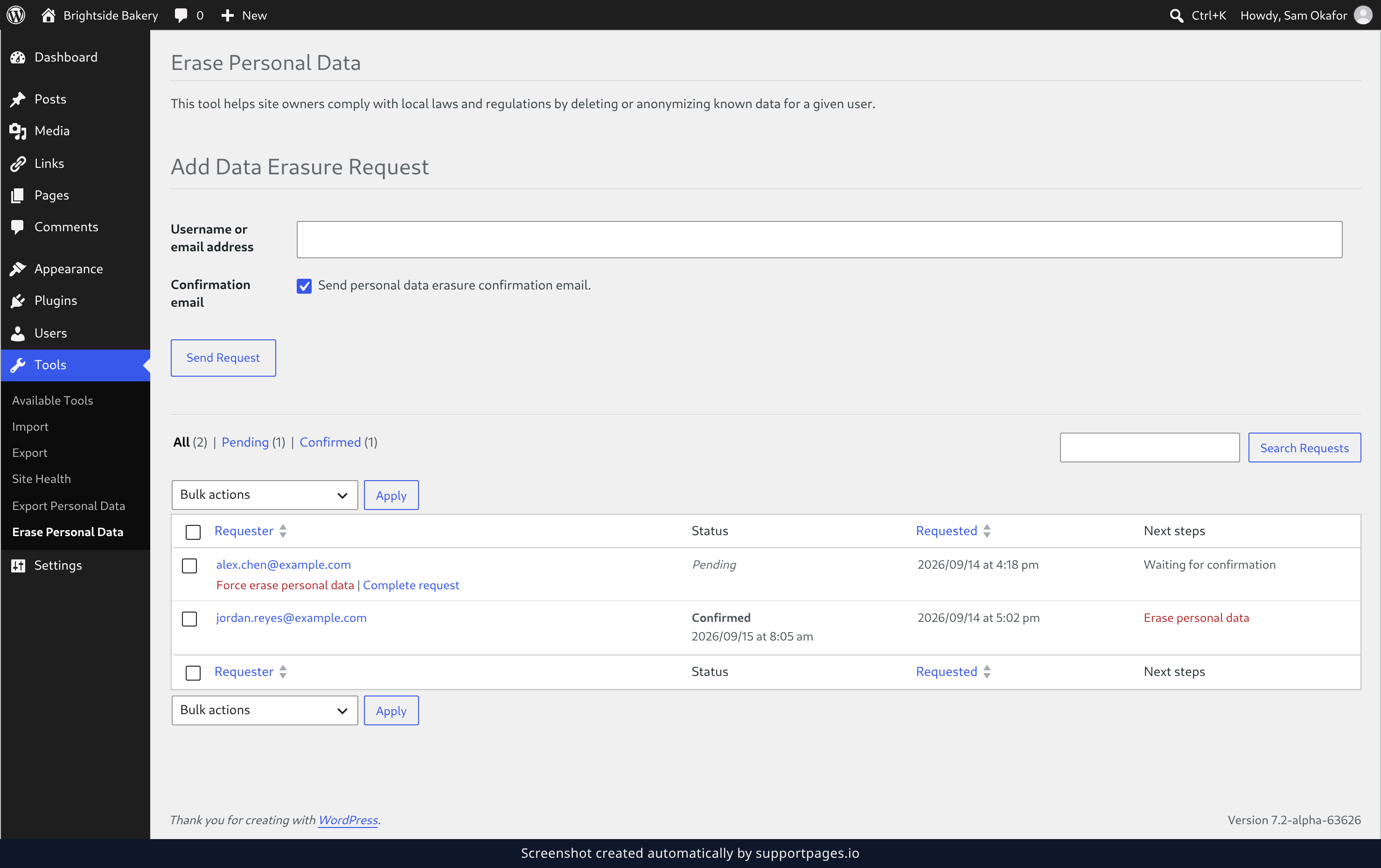 Find the request and erase the data illustration