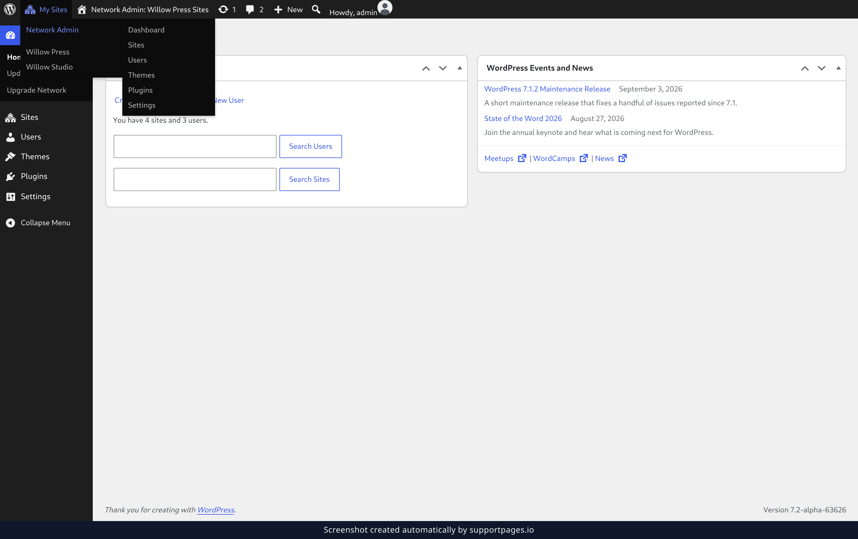 Add the network code and open the Network Admin illustration