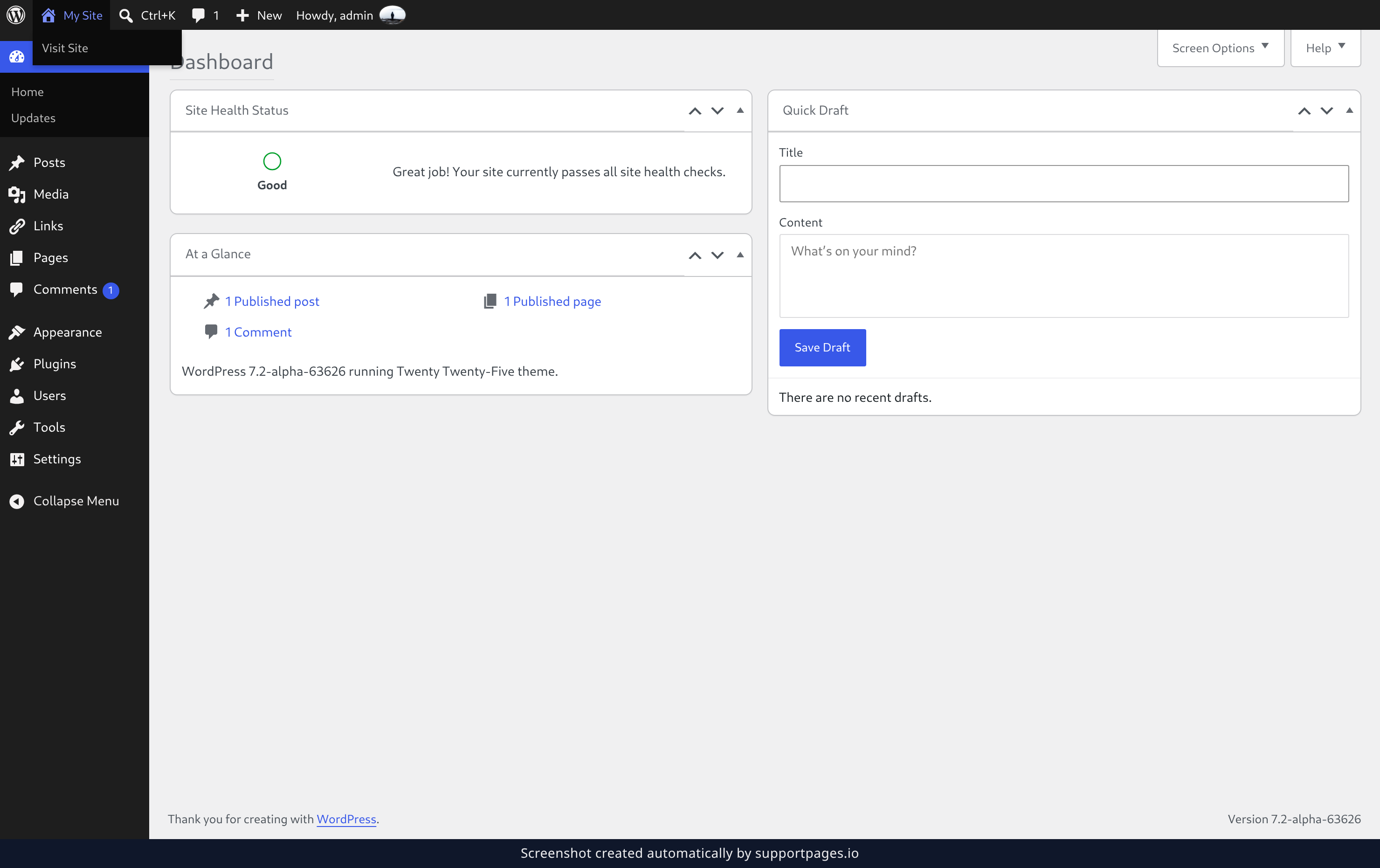 Open the site menu and choose Visit Site illustration