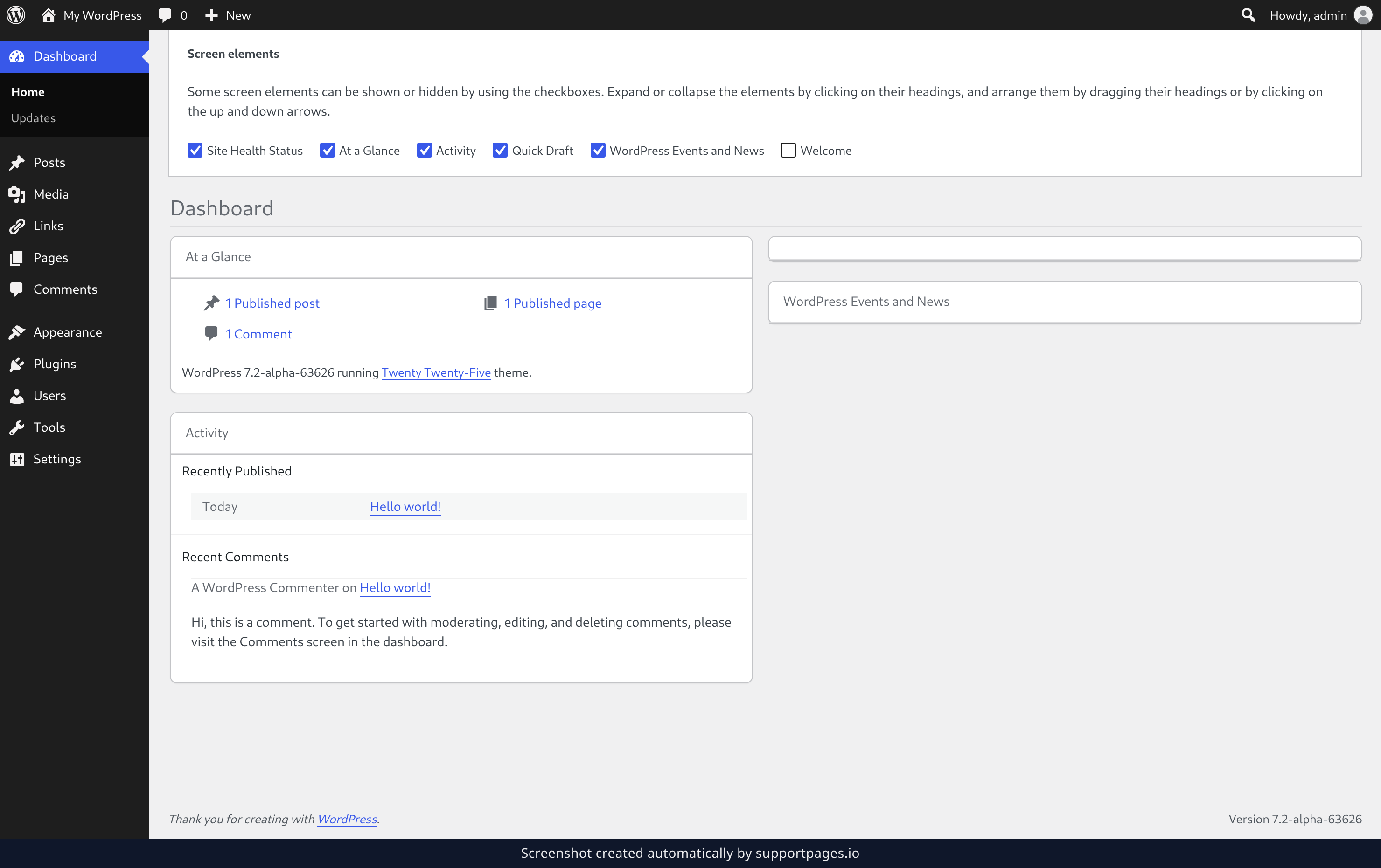 Open Screen Options illustration