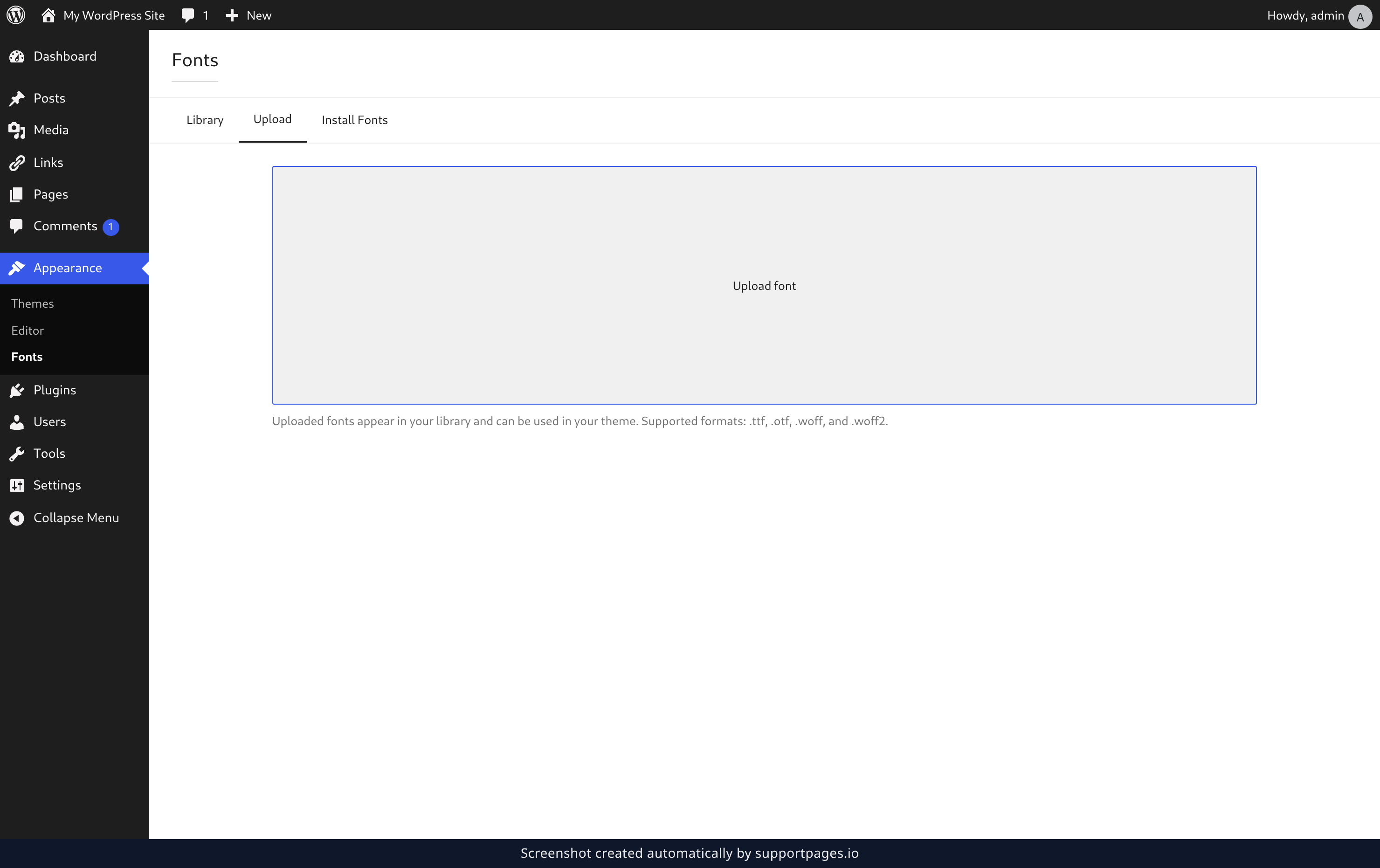 Upload your own font files illustration