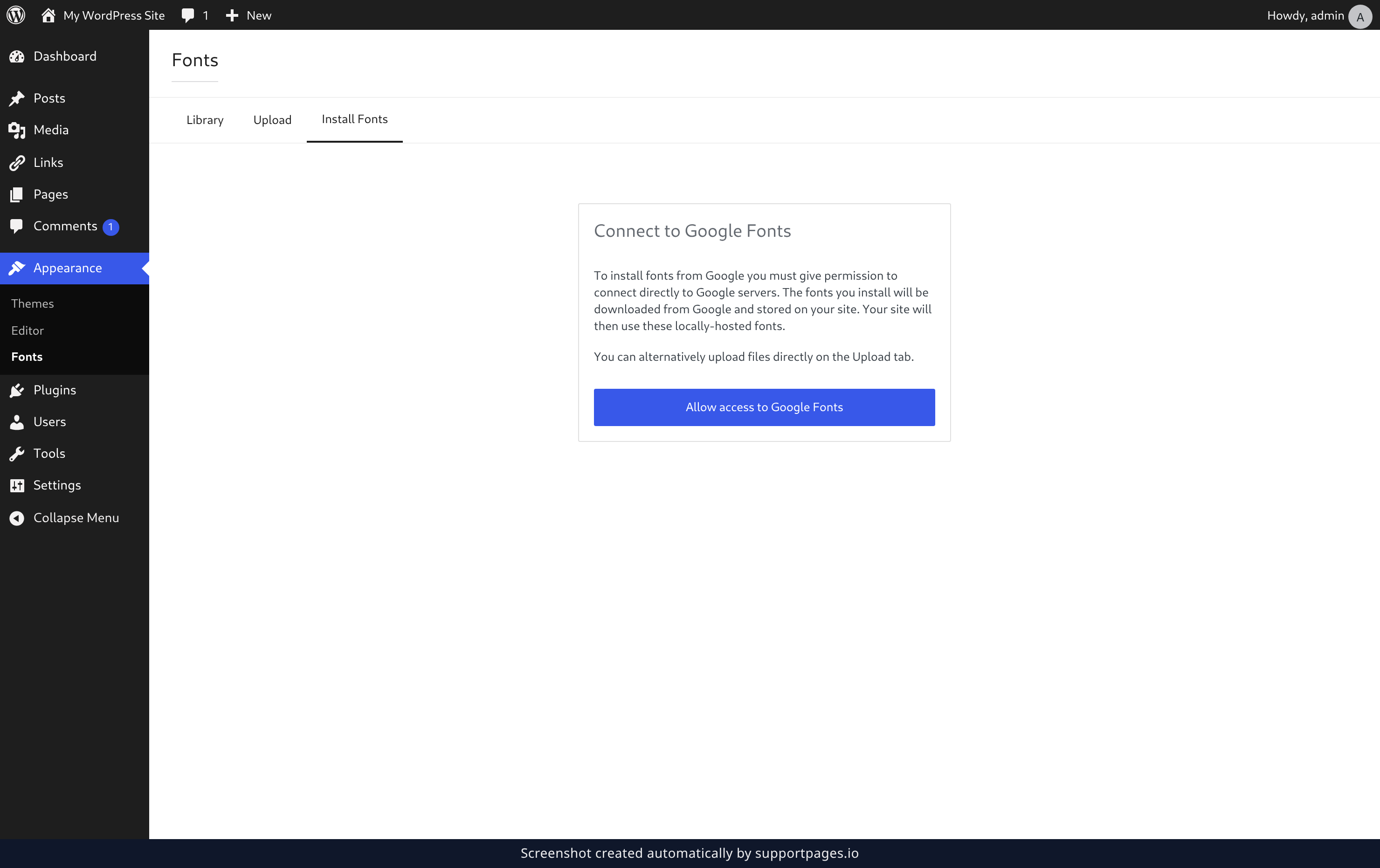 Allow access to the font library illustration