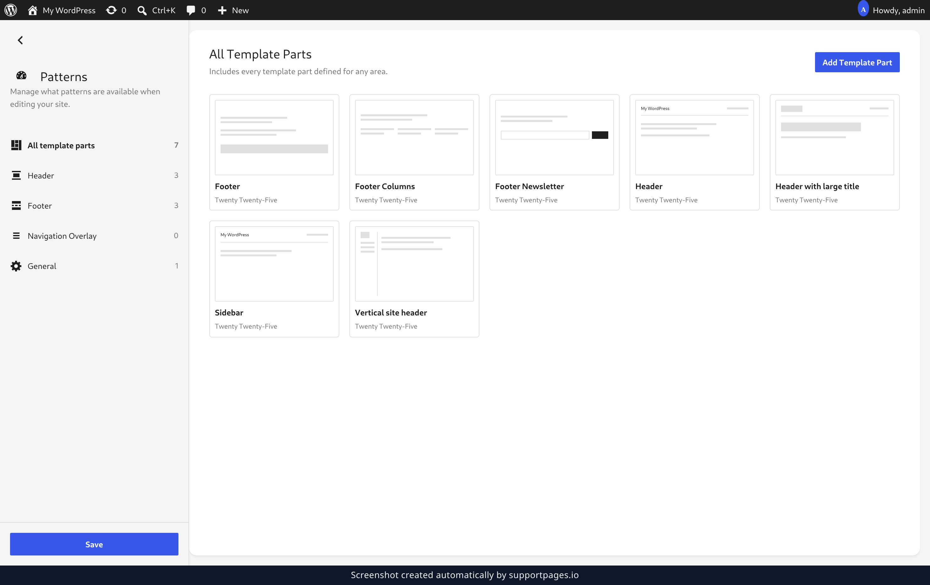 Edit a template part illustration